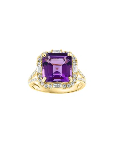 Effy Fine Jewelry 14k 4.35 Ct. Tw. Diamond & Amethyst Ring In Gold