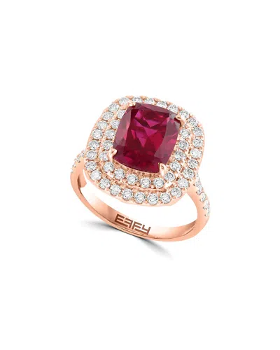 Effy Fine Jewelry 14k 4.44 Ct. Tw. Lab-grown Diamond & Lab-grown Ruby Ring In Gold