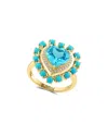 Effy Fine Jewelry 14k 4.66 Ct. Tw. Diamond & Blue Topaz & Turquoise Ring