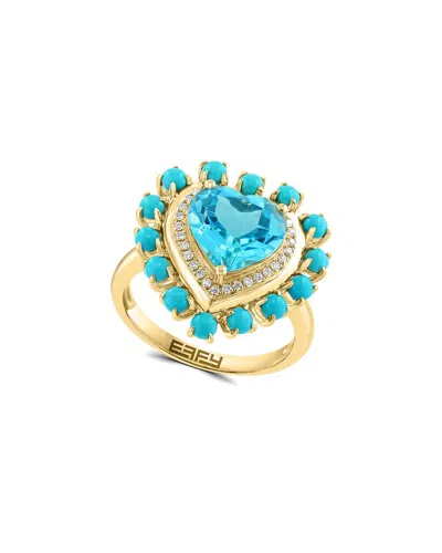 Effy Fine Jewelry 14k 4.66 Ct. Tw. Diamond & Blue Topaz & Turquoise Ring