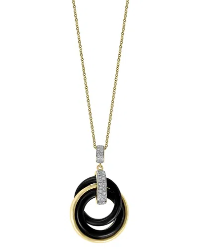 Effy Fine Jewelry 14k 4.72 Ct. Tw. Diamond & Onyx Necklace In Gold