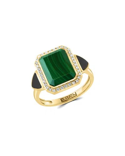Effy Fine Jewelry 14k 4.86 Ct. Tw. Diamond & Malachite & Onyx Ring