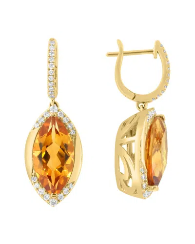 Effy Fine Jewelry 14k 5.30 Ct. Tw. Diamond & Citrine Earrings In Yellow