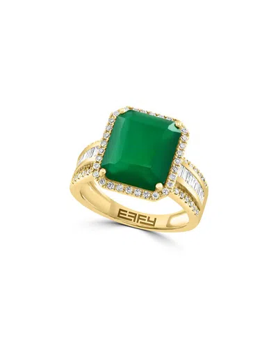 Effy Fine Jewelry 14k 5.30 Ct. Tw. Diamond & Green Onyx Ring