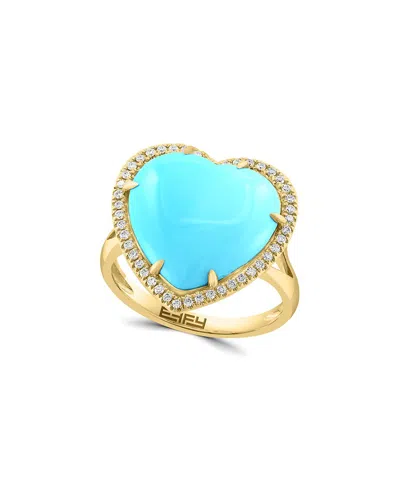 Effy Fine Jewelry 14k 5.37 Ct. Tw. Diamond & Turquoise Ring In Gold