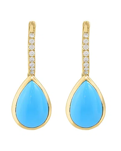 Effy Fine Jewelry 14k 5.40 Ct. Tw. Diamond & Turquoise Earrings In Gold