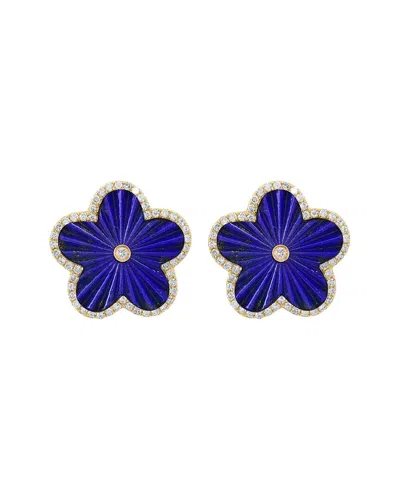 Effy Fine Jewelry 14k 5.63 Ct. Tw. Diamond & Lapis Lazuli Earrings In Multi