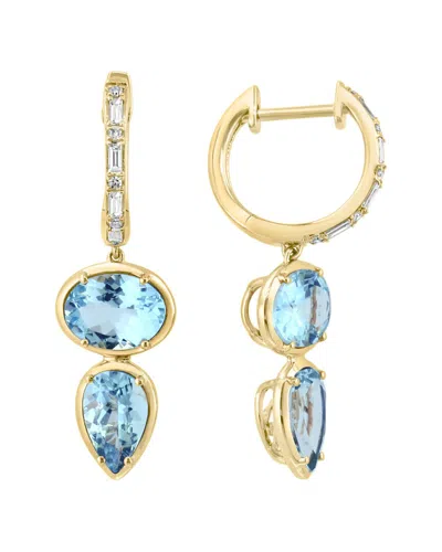 Effy Fine Jewelry 14k 5.68 Ct. Tw. Diamond & Sky Blue Topaz Earrings In Gold