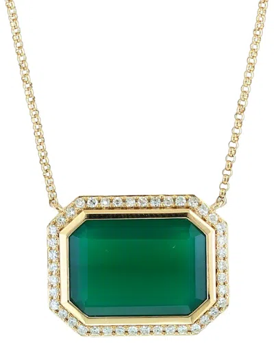 Effy Fine Jewelry 14k 5.80 Ct. Tw. Diamond & Green Onyx Necklace In Gold