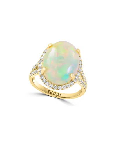 Effy Fine Jewelry 14k 6.03 Ct. Tw. Diamond & Ethiopian Opal Ring In Gold