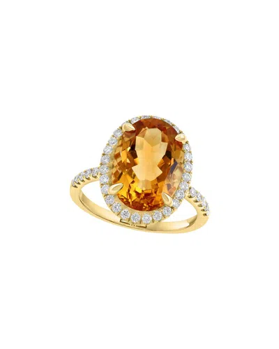 Effy Fine Jewelry 14k 6.29 Ct. Tw. Diamond & Citrine Ring In Gold