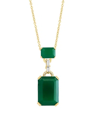 Effy Fine Jewelry 14k 6.41 Ct. Tw. Diamond & Green Onyx Necklace