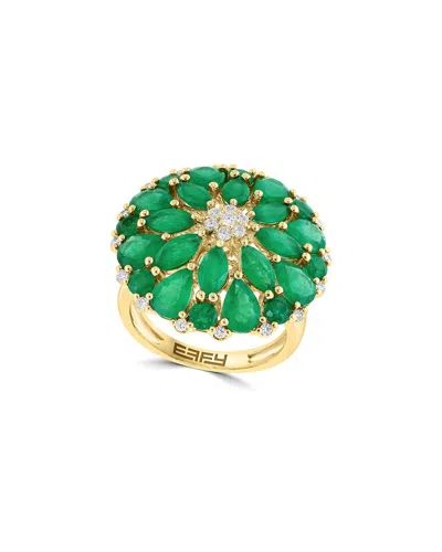Effy Fine Jewelry 14k 6.50 Ct. Tw. Diamond & Emerald Cz Ring