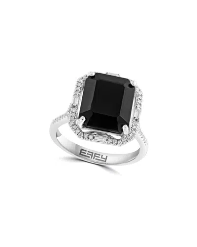 Effy Fine Jewelry 14k 6.52 Ct. Tw. Diamond & Onyx Ring In Burgundy