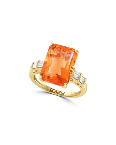 Effy Fine Jewelry 14k 6.68 Ct. Tw. Diamond & Madera Citrine Ring In Orange