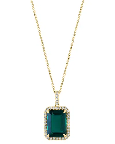 Effy Fine Jewelry 14k 6.74 Ct. Tw. Lab-grown Diamond & Lab-grown Emerald  Necklace In Gold