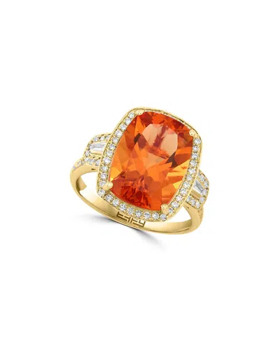 Effy Fine Jewelry 14k 6.99 Ct. Tw. Diamond & Madera Citrine Ring In Orange