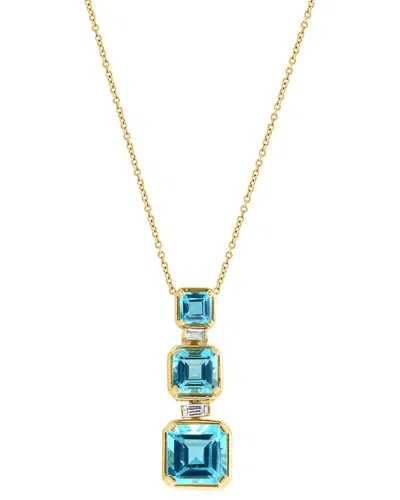 Effy Fine Jewelry 14k 7.32 Ct. Tw. Diamond & Blue Topaz Necklace In Gold