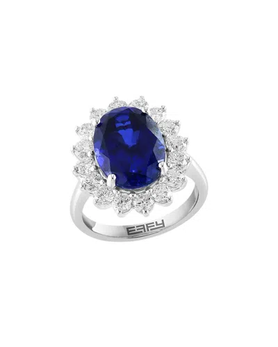 Effy Fine Jewelry 14k 7.59 Ct. Tw. Lab-grown Diamond & Lab-grown Sapphire Ring In Blue