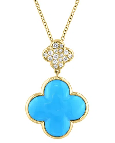 Effy Fine Jewelry 14k 7.73 Ct. Tw. Diamond &  Turquoise  Necklace In Blue
