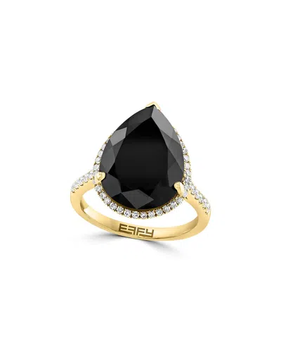 Effy Fine Jewelry 14k 8.21 Ct. Tw. Diamond & Onyx Ring In Black