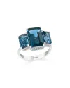 Effy Fine Jewelry 14k 8.72 Ct. Tw. Diamond & London Blue Topaz Ring In Metallic