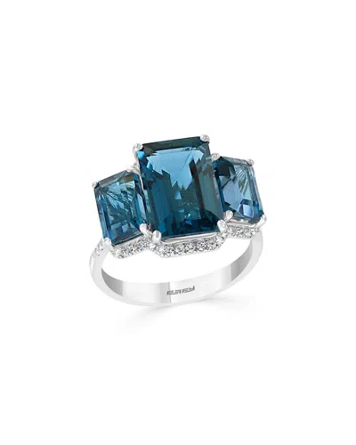 Effy Fine Jewelry 14k 8.72 Ct. Tw. Diamond & London Blue Topaz Ring In Metallic