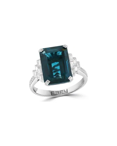 Effy Fine Jewelry 14k 8.98 Ct. Tw. Diamond & London Blue Topaz Ring In Multi