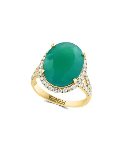 Effy Fine Jewelry 14k 9.38 Ct. Tw. Diamond & Green Onyx Ring