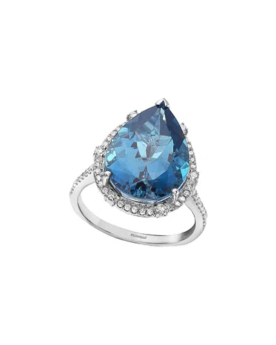 Effy Fine Jewelry 14k 9.43 Ct. Tw. Diamond & London Blue Topaz Ring In Metallic