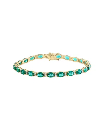 Effy Fine Jewelry 14k 9.48 Ct. Tw. Lab-grown Diamond & Lab-grown Emerald Bracelet In Brown