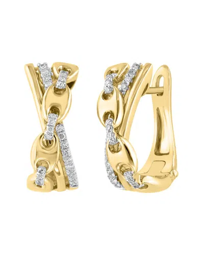 Effy Fine Jewelry 14k Over Silver 0.17 Ct. Tw. Diamond Earrings In Gold