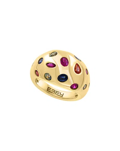 Effy Fine Jewelry 14k Over Silver 2.35 Ct. Tw. Multi Sapphire Ring In Gold