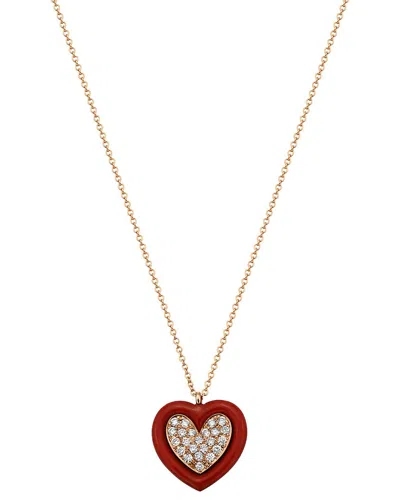 Effy Fine Jewelry 14k Rose Gold 0.17 Ct. Tw. Diamond Necklace In Red