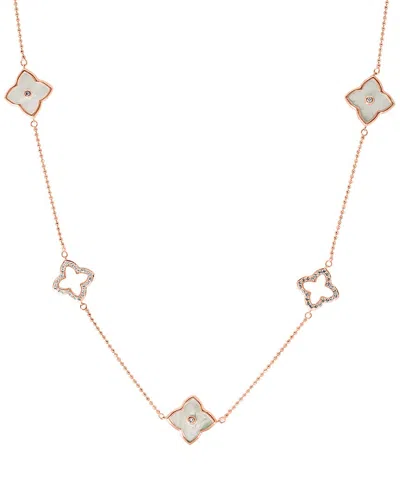 Effy Fine Jewelry 14k Rose Gold 0.19 Ct. Tw. Diamond & Mother Of Pearl &  8,11mm Pearl Necklace