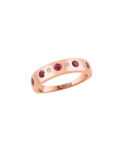 Effy Fine Jewelry 14k Rose Gold 0.46 Ct. Tw. Diamond & Ruby Ring