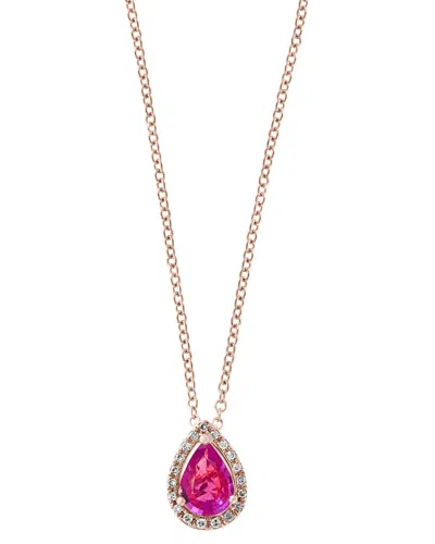 Effy Fine Jewelry 14k Rose Gold 0.77 Ct. Tw. Diamond & Pink Sapphire Necklace In Red