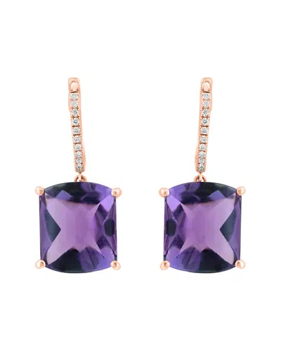 Effy Fine Jewelry 14k Rose Gold 10.69 Ct. Tw. Diamond & Amethyst Earrings