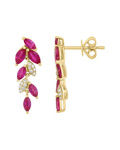 Effy Fine Jewelry 14k Rose Gold 1.50 Ct. Tw. Diamond & Ruby Earrings In Blue