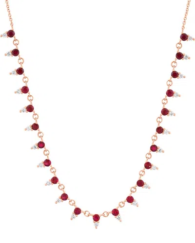 Effy Fine Jewelry 14k Rose Gold 1.58 Ct. Tw. Diamond & Ruby Necklace In Pink
