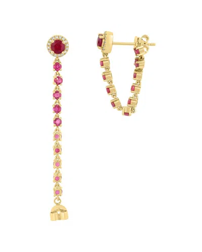 Effy Fine Jewelry 14k Rose Gold 1.78 Ct. Tw. Diamond & Ruby Earrings In Burgundy
