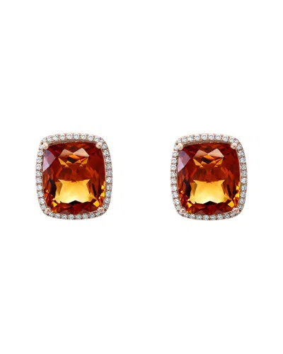 Effy Fine Jewelry 14k Rose Gold 17.81 Ct. Tw. Diamond & Madera Citrine  Earrings