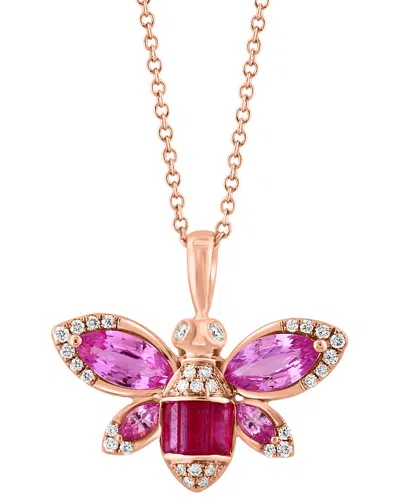 Effy Fine Jewelry 14k Rose Gold 1.99 Ct. Tw. Diamond & Pink Sapphire, Ruby  Necklace