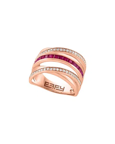 Effy Fine Jewelry 14k Rose Gold 2.75 Ct. Tw. Diamond & Ruby Ring
