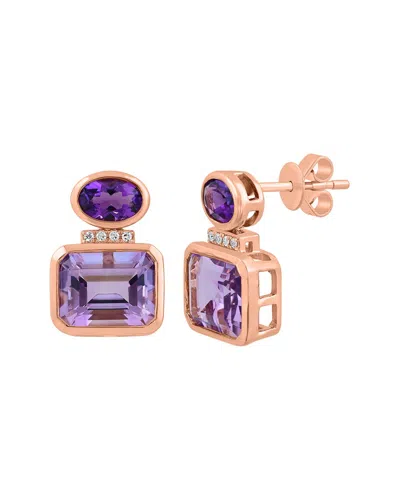 Effy Fine Jewelry 14k Rose Gold 4.78 Ct. Tw. Diamond & Gemstone Earrings In Purple