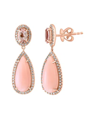 Effy Fine Jewelry 14k Rose Gold 5.18 Ct. Tw. Diamond & Gemstone Earrings In Pink