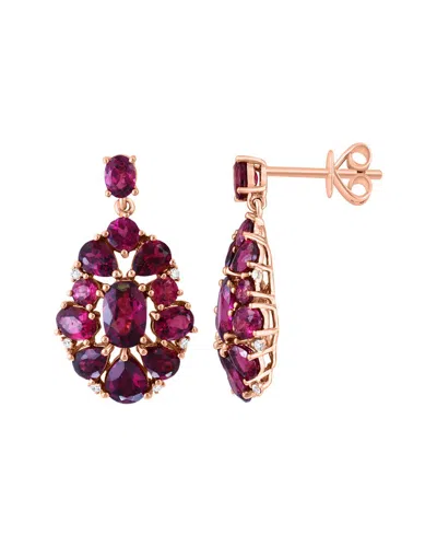 Effy Fine Jewelry 14k Rose Gold 6.66 Ct. Tw. Diamond & Rhodolite Earrings In Purple