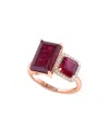 Effy Fine Jewelry 14k Rose Gold 6.68 Ct. Tw. Lab-grown Diamond & Lab-grown Ruby Ring In Gold