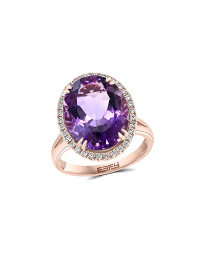 Effy Fine Jewelry 14k Rose Gold 8.50 Ct. Tw. Diamond & Amethyst Ring