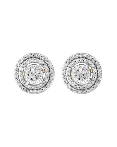 Effy Fine Jewelry Gold Over Silver 0.09 Ct. Tw. Diamond Earrings In Metallic